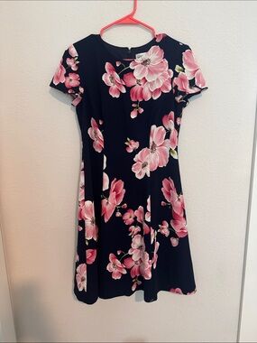 Eliza J Black Dress with Pink Floral Print